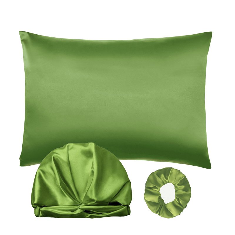 Custom luxury logo tie dye printed women head sleeping stain silk pillow case hair scrunchies bonnets hair wraps