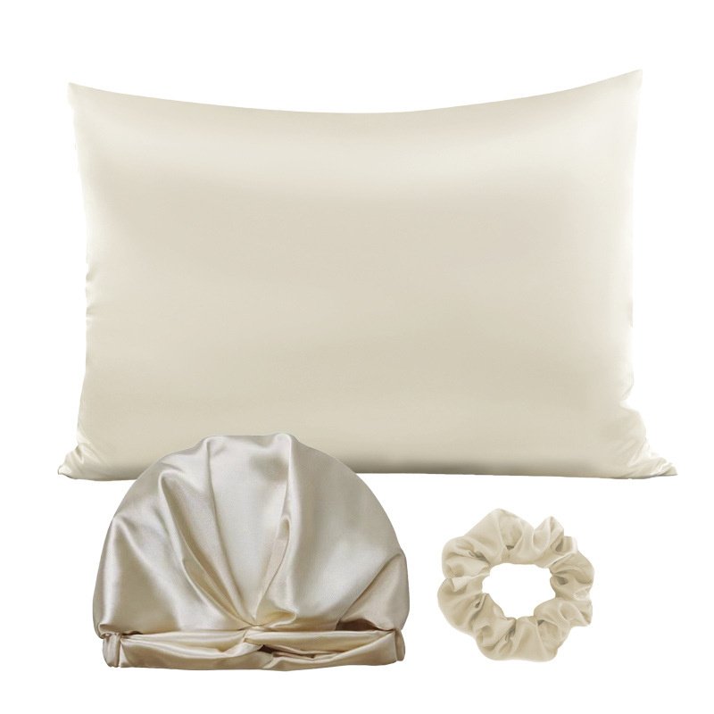 Custom luxury logo tie dye printed women head sleeping stain silk pillow case hair scrunchies bonnets hair wraps