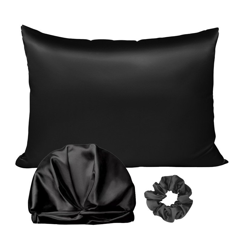 Custom luxury logo tie dye printed women head sleeping stain silk pillow case hair scrunchies bonnets hair wraps