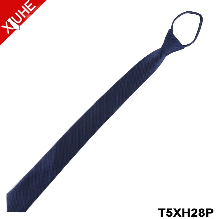 Student Formal Tie Business Solid Adjustalbe Kids Necktie Custom Polyester Mens Zipper Ties