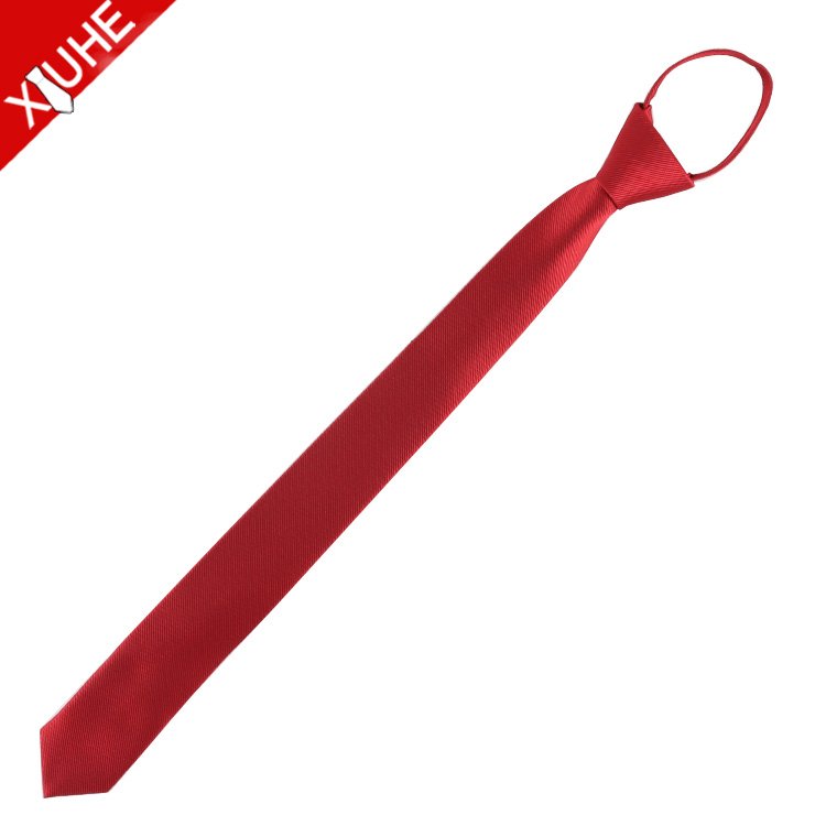 Student Formal Tie Business Solid Adjustalbe Kids Necktie Custom Polyester Mens Zipper Ties