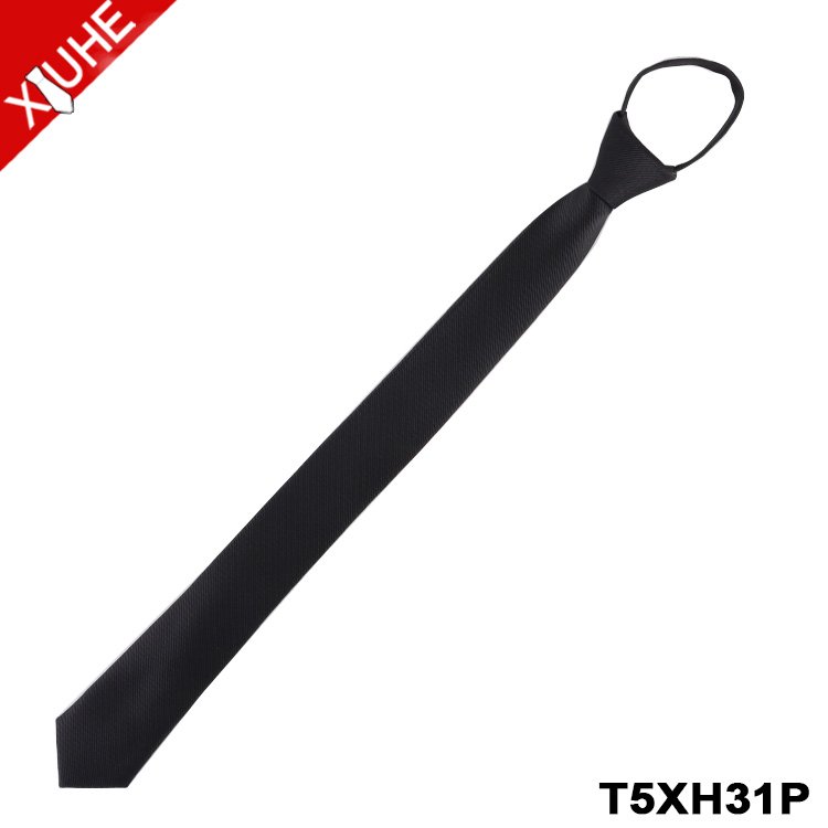 Student Formal Tie Business Solid Adjustalbe Kids Necktie Custom Polyester Mens Zipper Ties