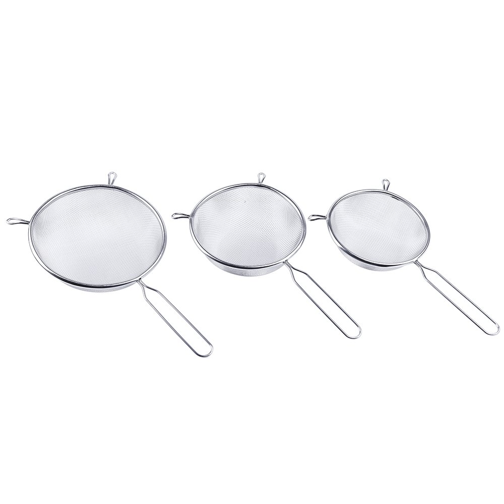 Kitchen gadget 3 pcs set High grade stainless steel 304 fine mesh strainer Food Strainer set
