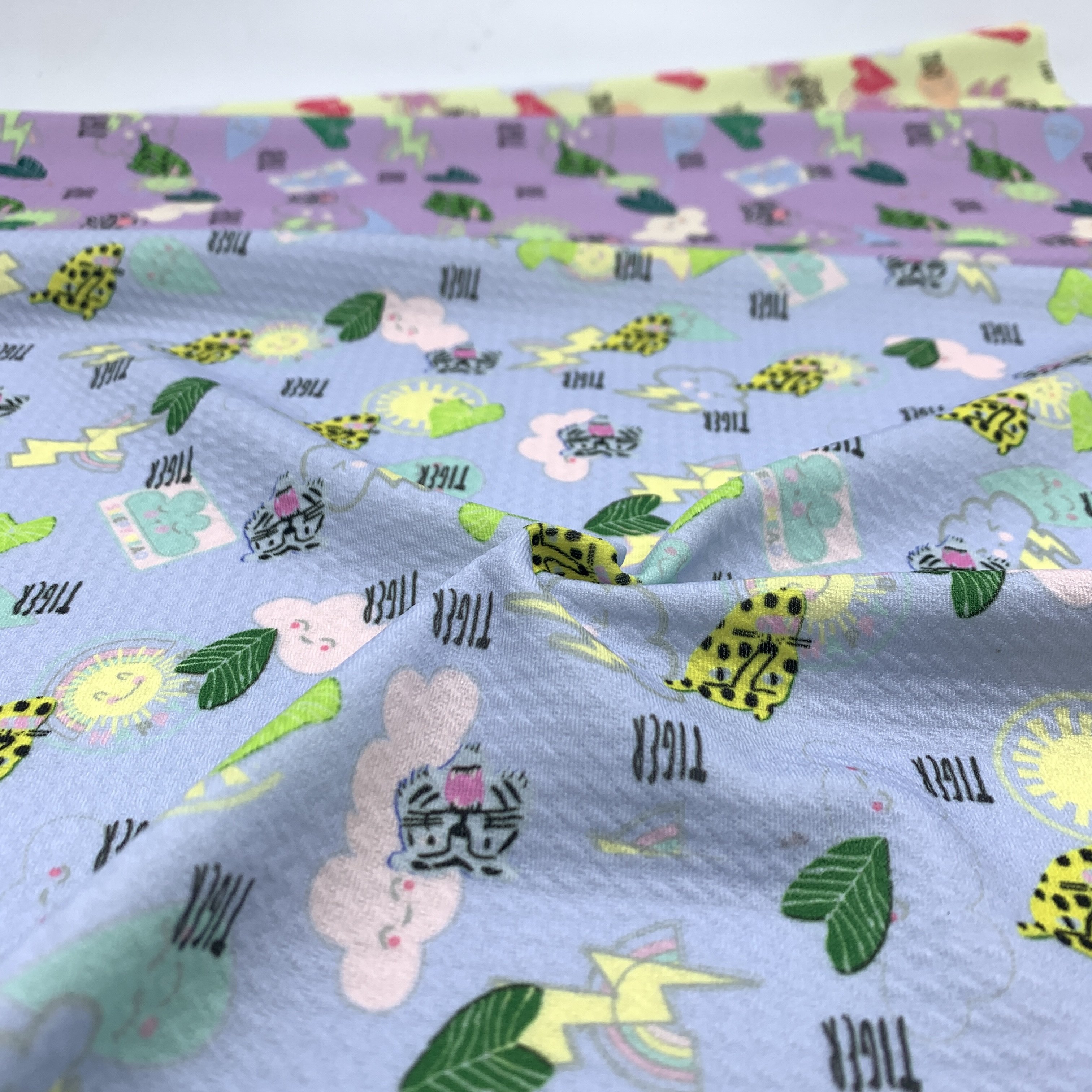 No MOQ seersucker Customized Bullet fabric Digital printing liverpool knitted polyester fabric for bow