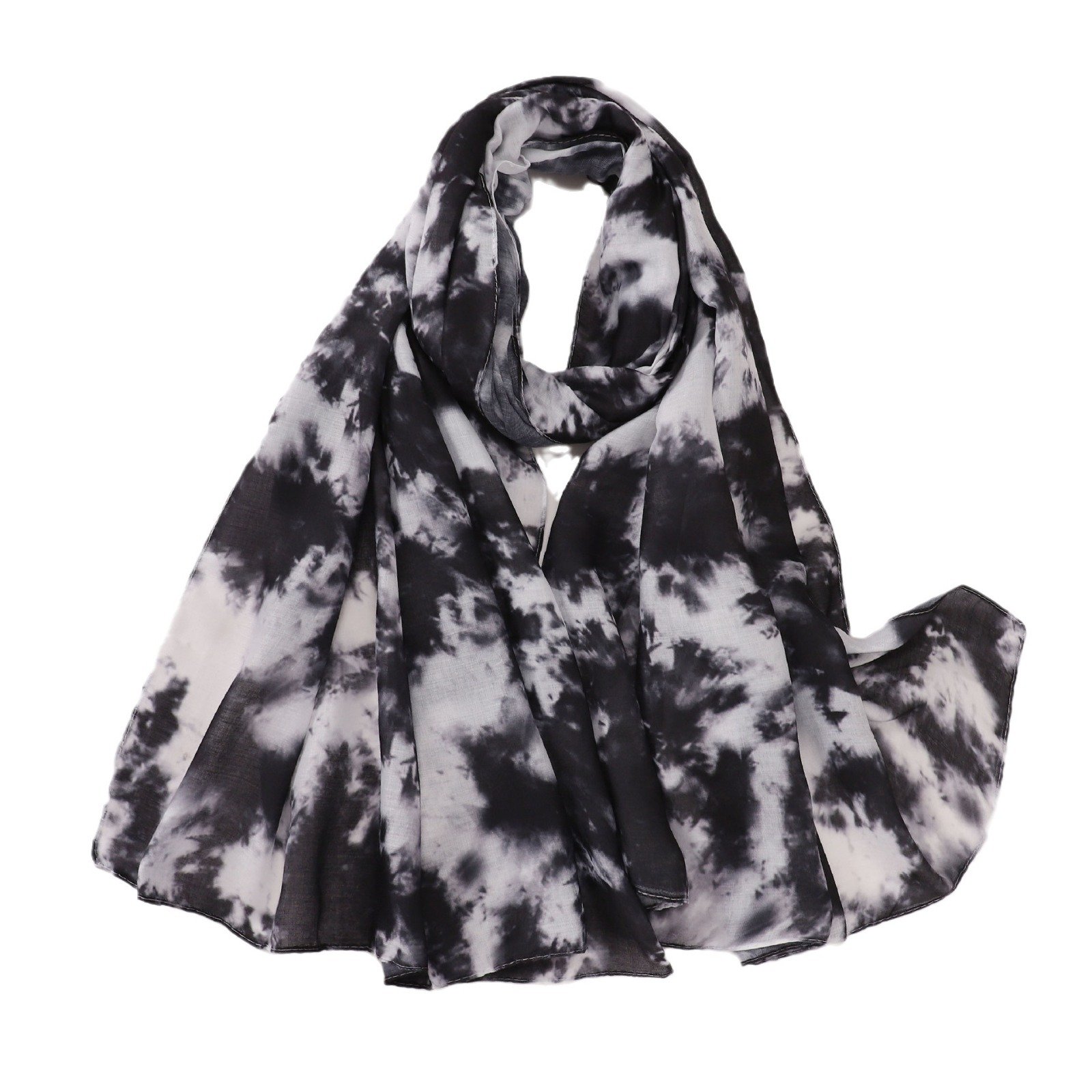 Zifeng OEM New Satin Polyester Tie-Dye Printed Headscarf Women's Casual Long Scarf Light And Thin Headscarf Accessories