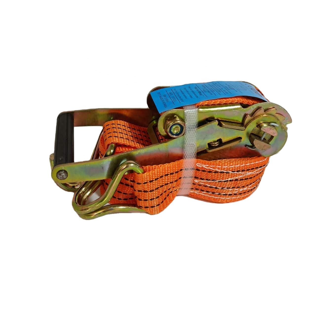 Custom Size Heavy Duty 2 Inch Ratchet Strap with J Hook Long Wide Handle PE Material Cargo Lashing Belt Tie down Strap