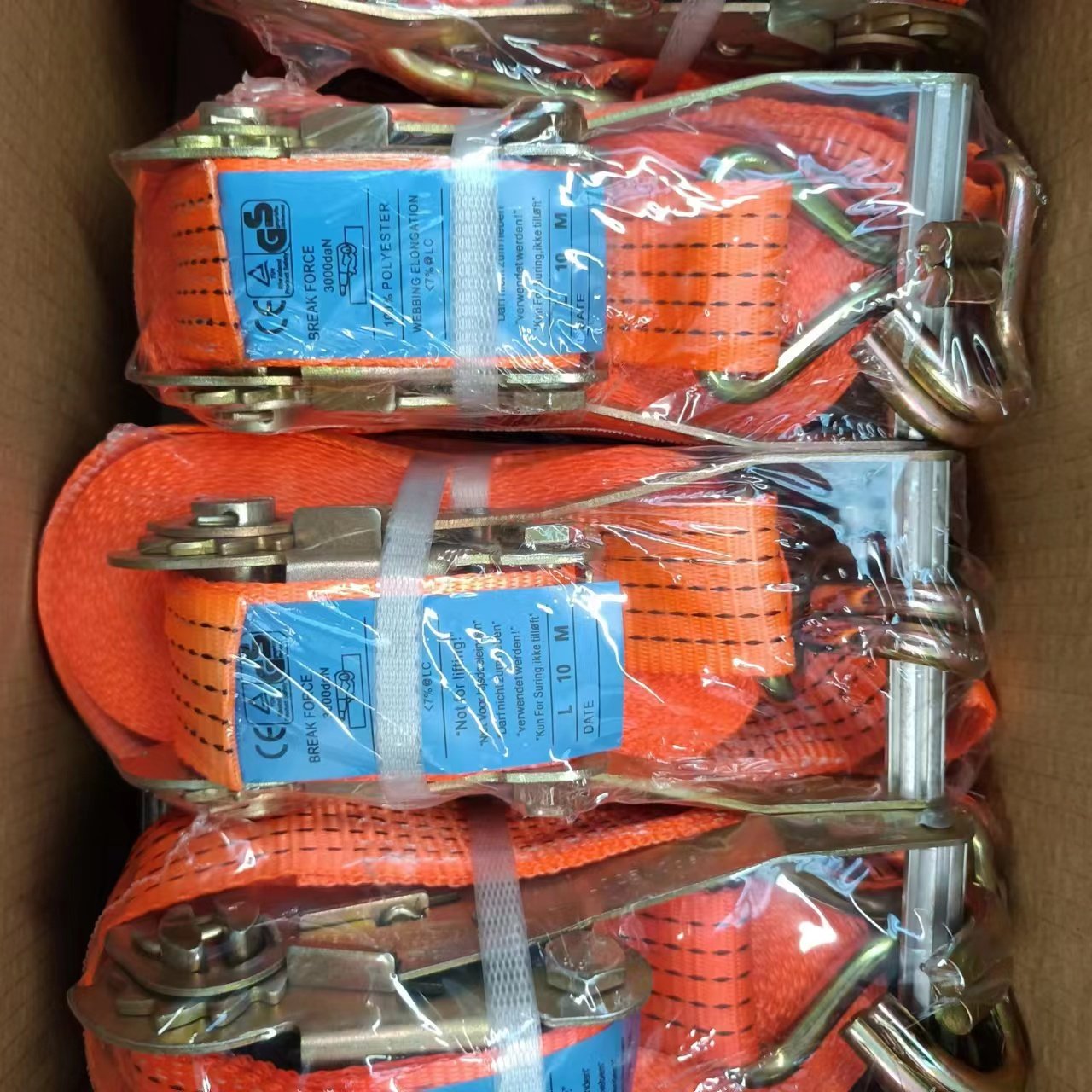 Custom Size Heavy Duty 2 Inch Ratchet Strap with J Hook Long Wide Handle PE Material Cargo Lashing Belt Tie down Strap