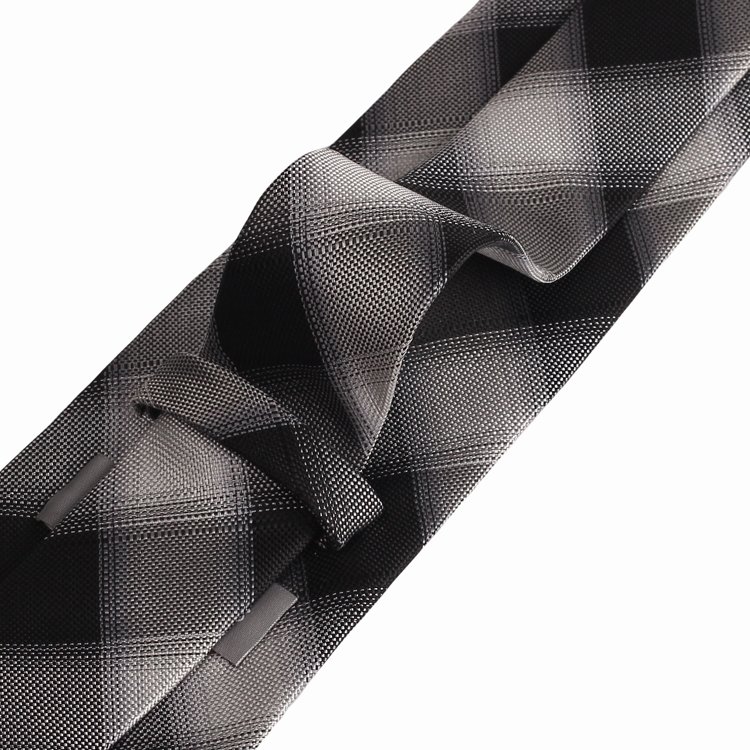 Best Design Wholesale Good Price Men's Woven Jacquard Necktie OEM Service 100% Polyester Plaid Pattern Tie For Business Men