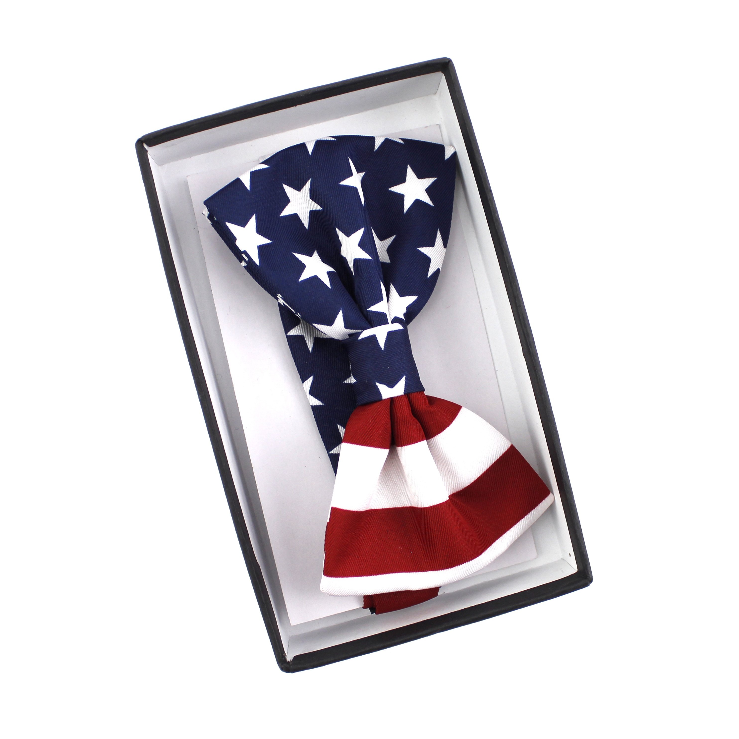 The USA Flag Bowtie Microfiber Wholesale Custom American Independence Day Red White Navy Blue Stripes Stars Men Print Bow Tie