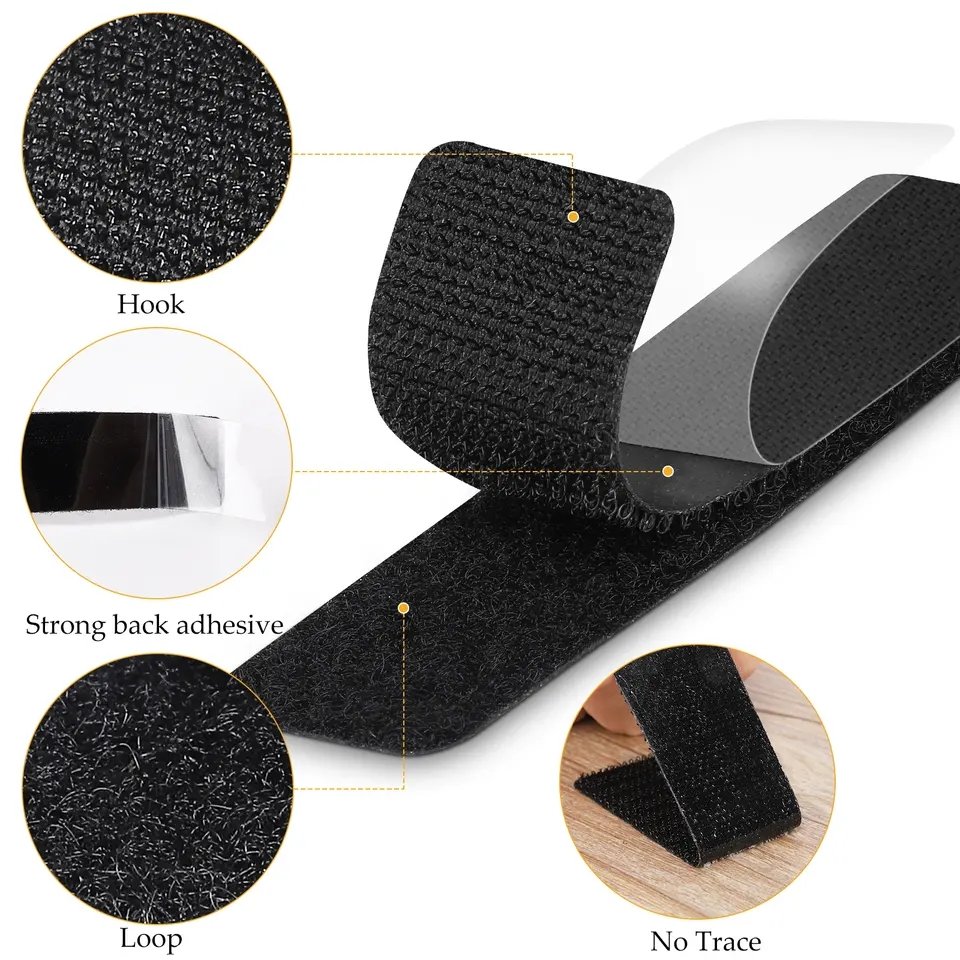 Custom Color Long Hook And Loop Strap Self-adhesive Adjustable Hook And Loop Tie