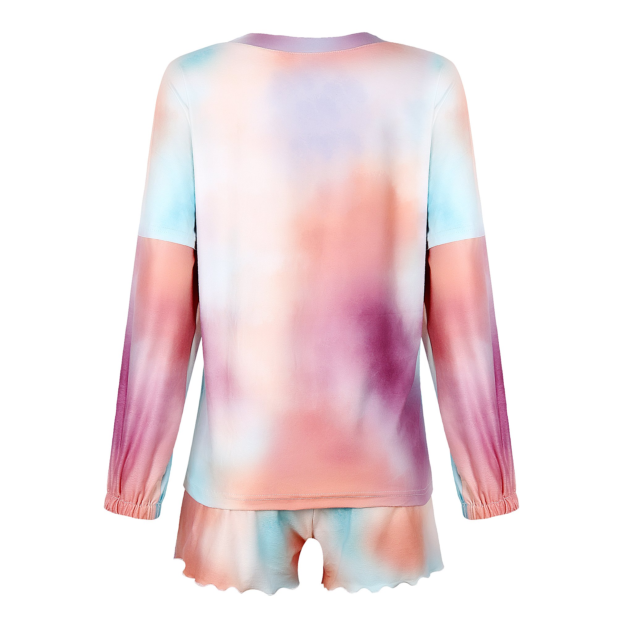 Leisure Homewear Tie Dyed Long Sleeved Shorts Set Women'S Printed Pajamas