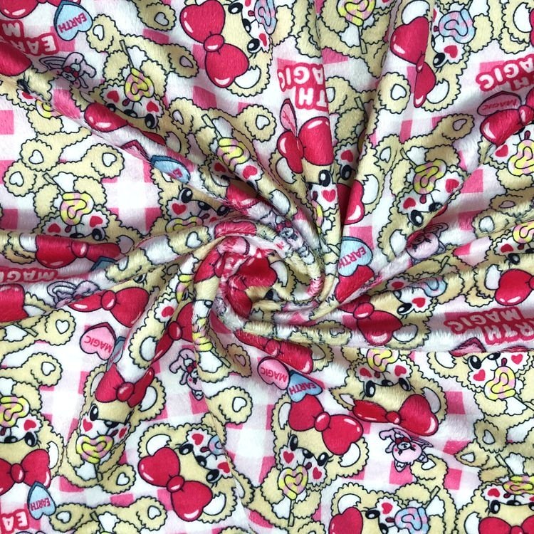 Baby Blanket Print Minky Fabric Digital Cartoon 100% Polyester Super Soft Minky Fleece Tie Dyed Customized Color Designs