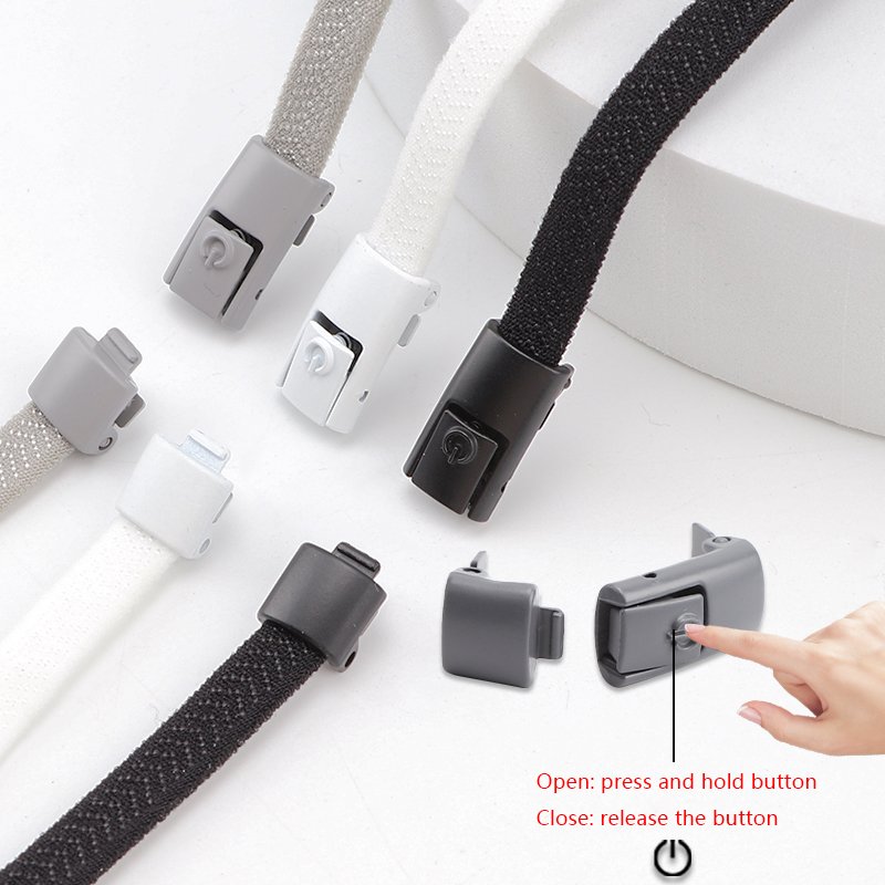 2024New Lazy Elastic Shoelace colorful Metal Button Press Buckle Flat shoelaces No Tie Sneakers Printed Shoelaces
