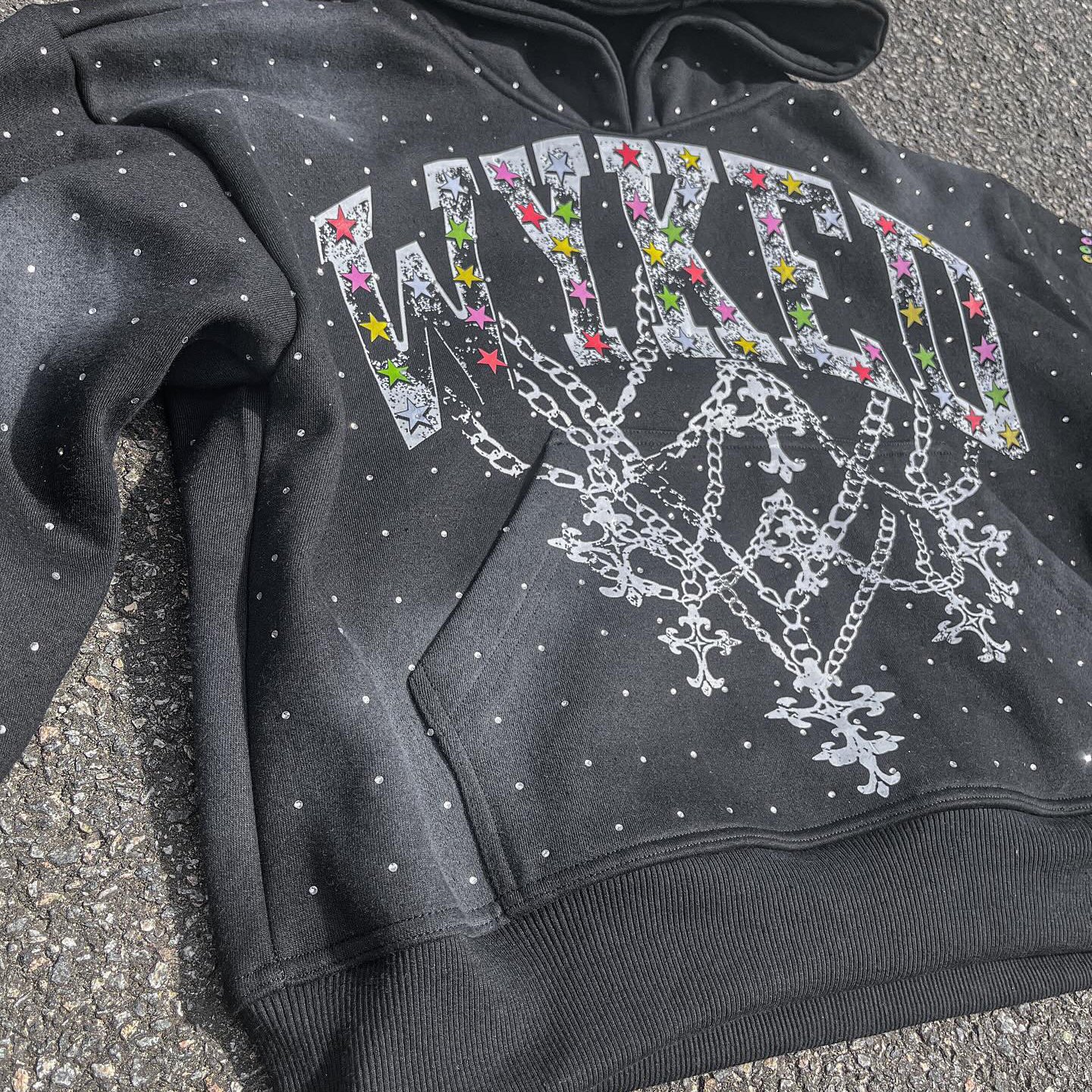 OEM Custom Rhinestone DTG Print Logo French Terry Oversized Heavy Cotton Acid Wash Sun Faded Men Hoodies Vintage Sweatsuits