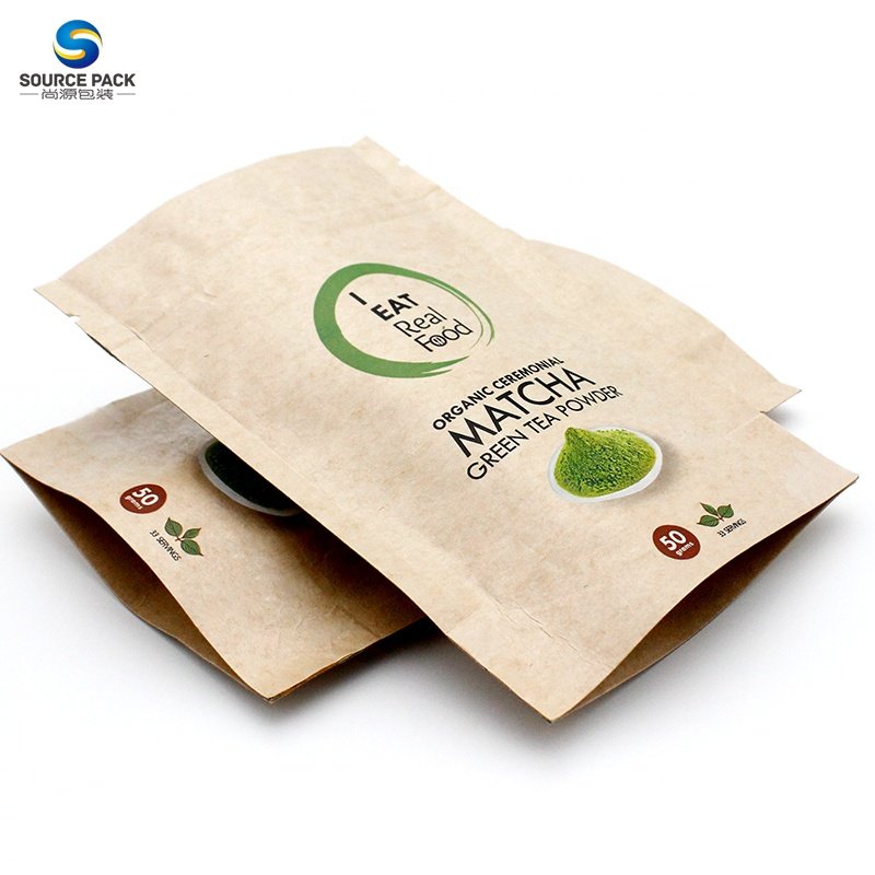 100% Biodegradable Compostable Eco Friendly PLA Zip Lock Zipper Kraft Paper Edible Food Packaging Stand Up Pouch