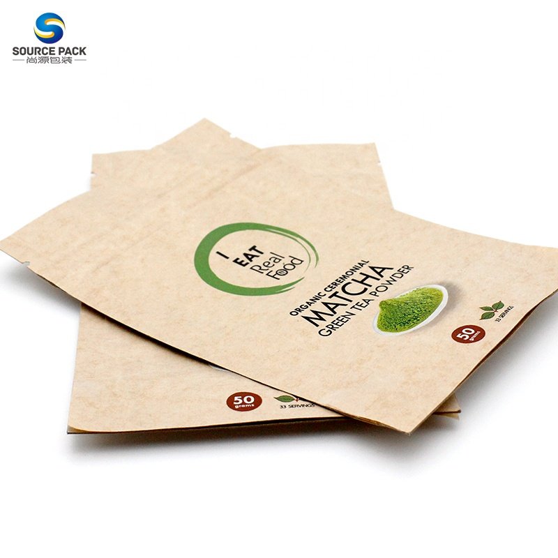 100% Biodegradable Compostable Eco Friendly PLA Zip Lock Zipper Kraft Paper Edible Food Packaging Stand Up Pouch