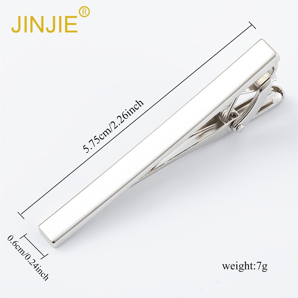 JINJIE men's tie accessories Smooth Curved camber cufflinks tie clip set for men gift