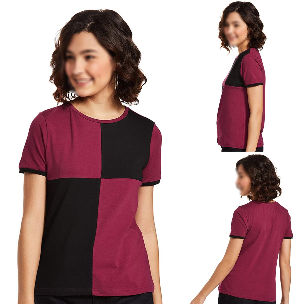 Breathable High Quality Plain Women T Shirts Casual Wear Color Block Round Neck Women Fashion Clothes T Shirts By Keembro