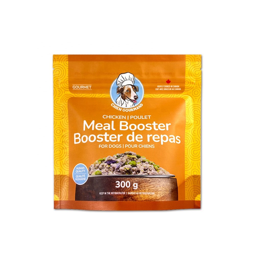 Custom print transparent plastic packaging bags resealable stand up zip lock mylar bags for 300g pet food dog treats