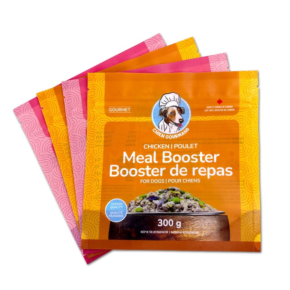 Custom print transparent plastic packaging bags resealable stand up zip lock mylar bags for 300g pet food dog treats