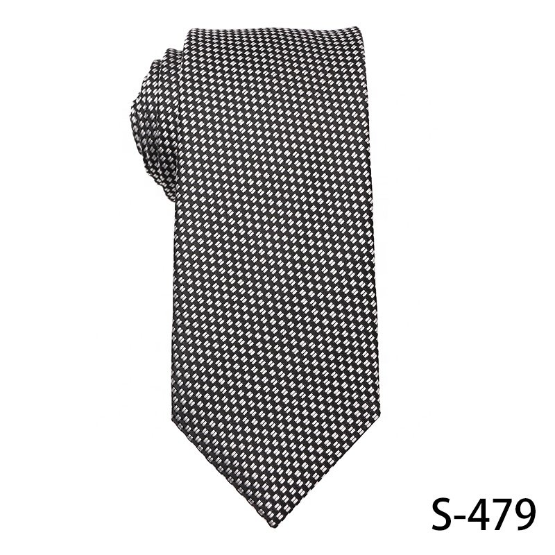 Wholesale Fashion Design New 7.5CM Hand Dot Black Ties Men's 100% Polyester Ties Custom Formal Business Ties
