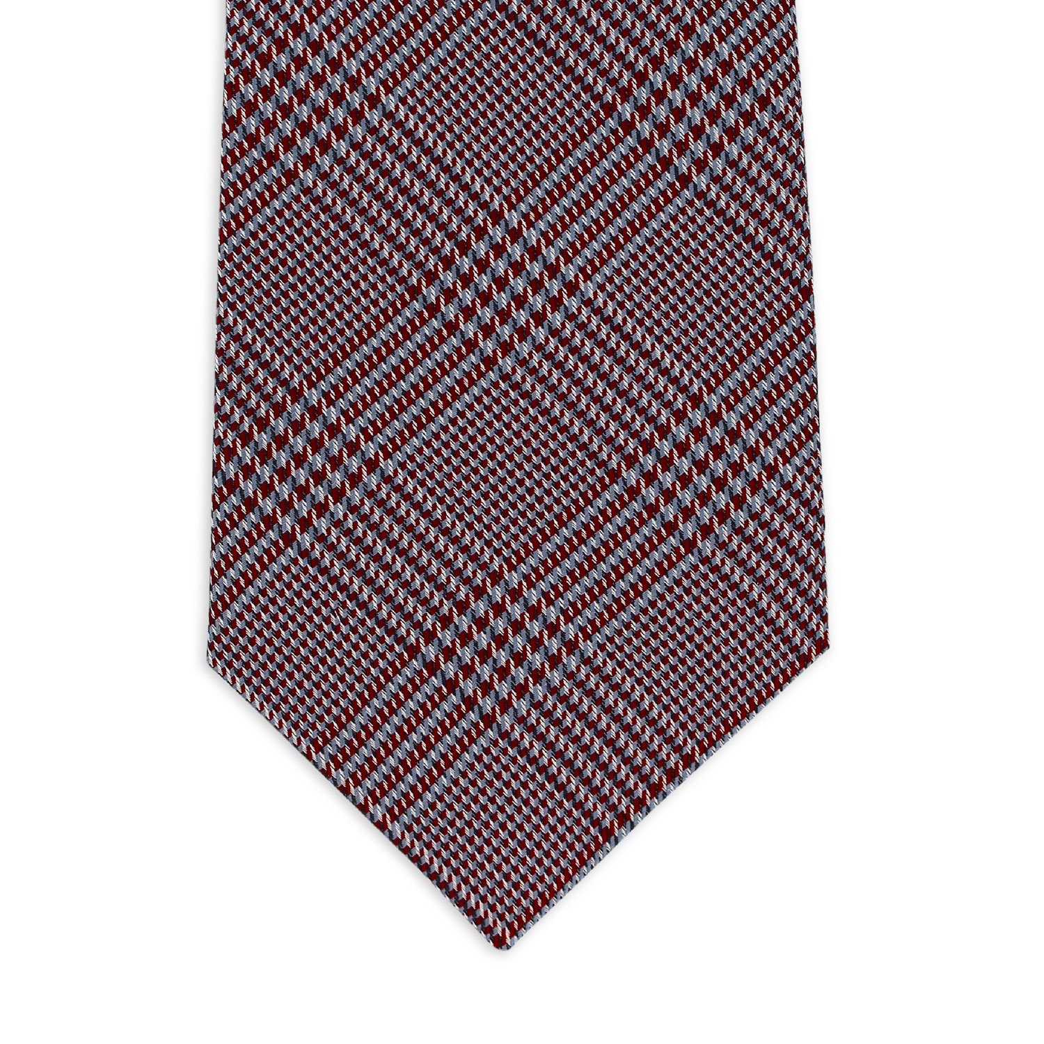 Italian Jacquard Design 100% Silk Tie 'Mantova' Burgundy Seven Fold Woven Weave Classic Style Formal Occasions Comes Gift Box