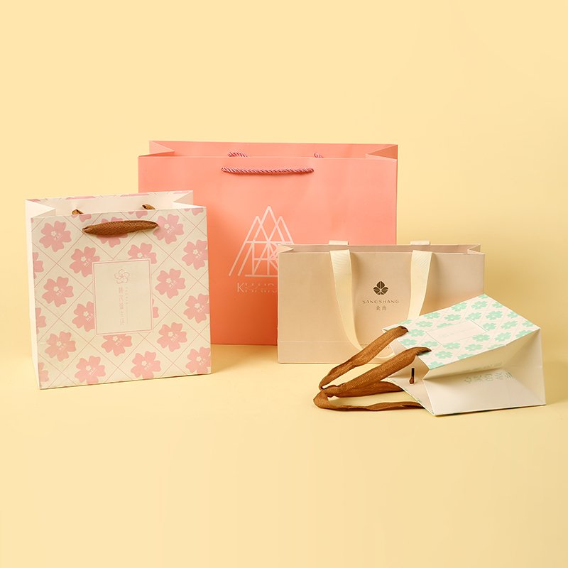 Professional Customized Coated Paper Jewelry Packaging Paper Bag with Ribbon Handle