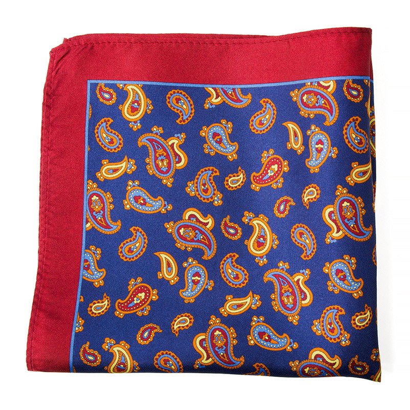Hamocigia Custom Handmade Men 100% Silk Printing Paisley Hanky Pocket Squares