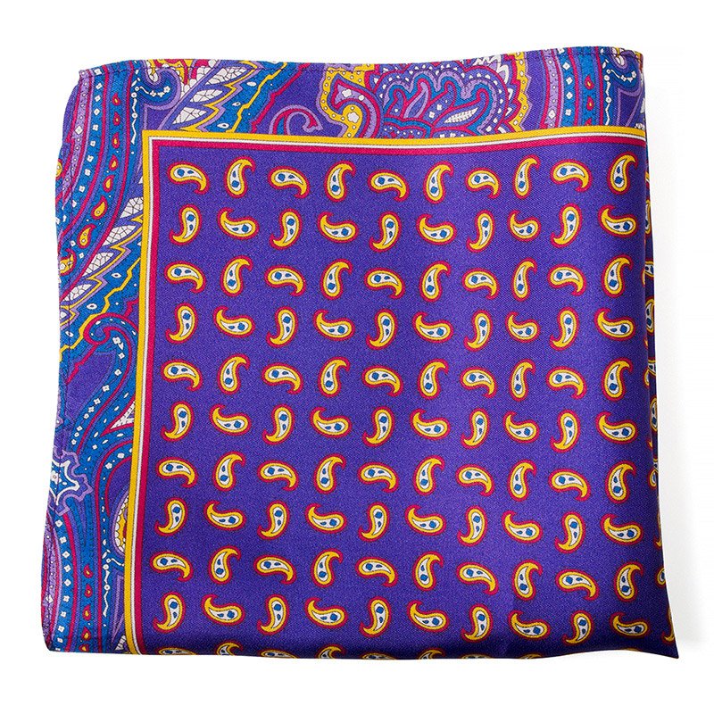 Hamocigia Custom Handmade Men 100% Silk Printing Paisley Hanky Pocket Squares