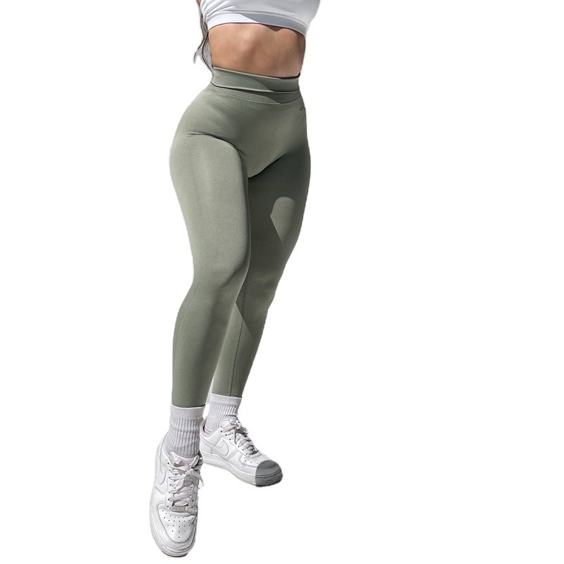 Custom Breathable Buttery Soft Booty Knitted Cotton High waist Athletic Gym Scrunch Butt Yoga Womens seamless Leggings