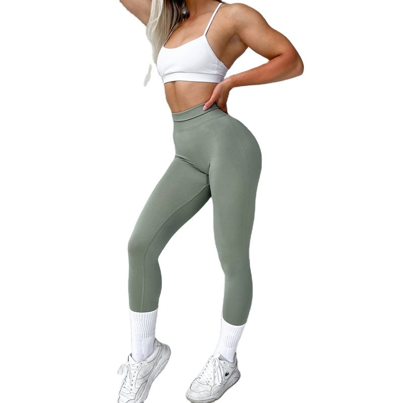 Custom Breathable Buttery Soft Booty Knitted Cotton High waist Athletic Gym Scrunch Butt Yoga Womens seamless Leggings