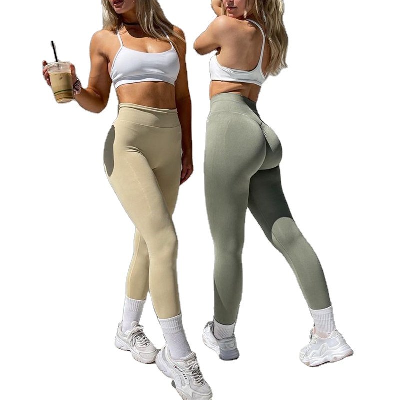Custom Breathable Buttery Soft Booty Knitted Cotton High waist Athletic Gym Scrunch Butt Yoga Womens seamless Leggings