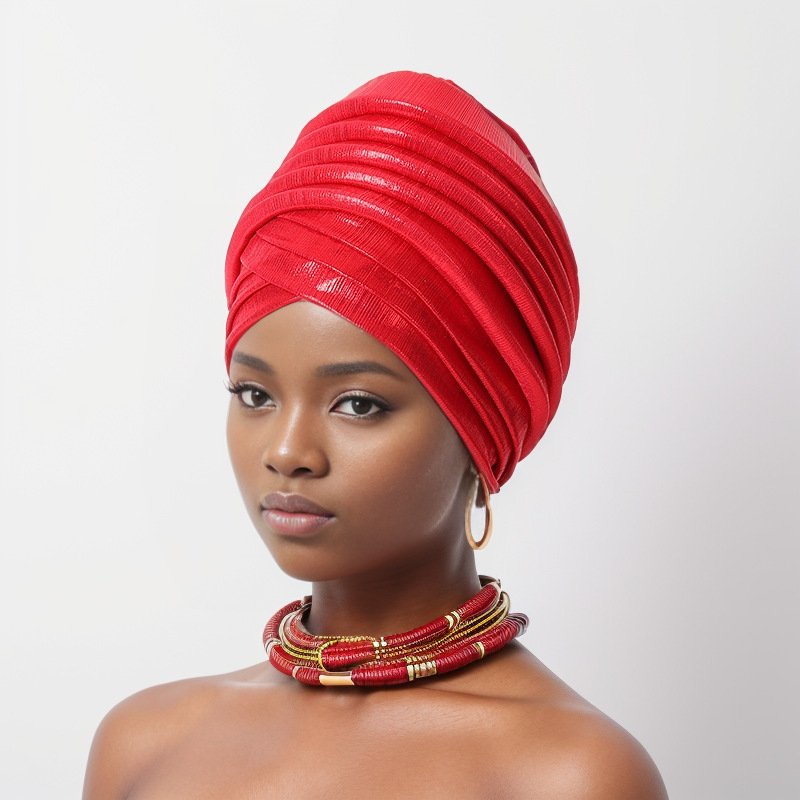 Whosale 2024 latest turbans for ladies new shinny fabric pleated pre tied headwraps traditional muslim women's beanie hat