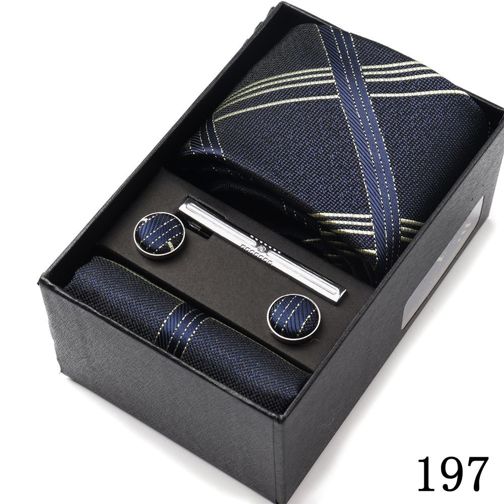 2024 Silk Jacquard Tie White Geometric Tie Hanky Cufflink Set Ties For Men Business Wedding Party