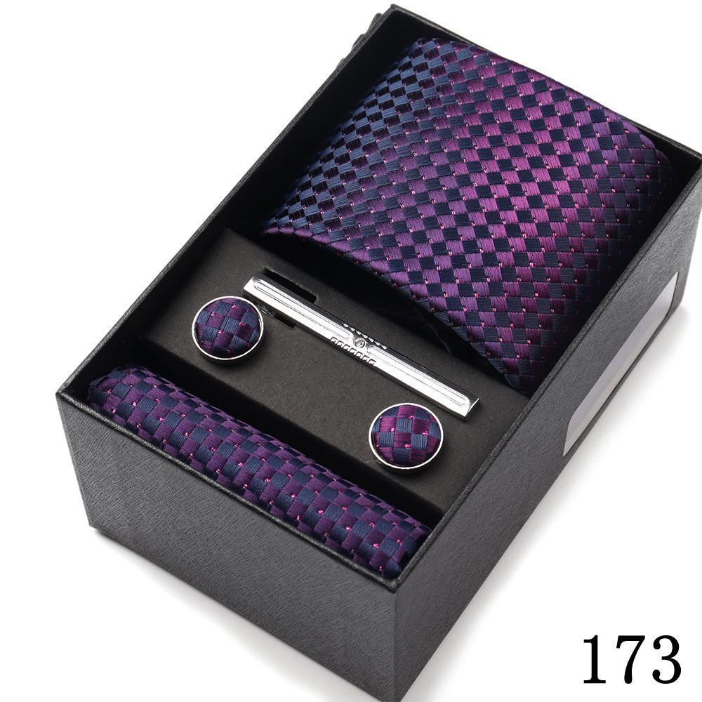 2024 Silk Jacquard Tie White Geometric Tie Hanky Cufflink Set Ties For Men Business Wedding Party