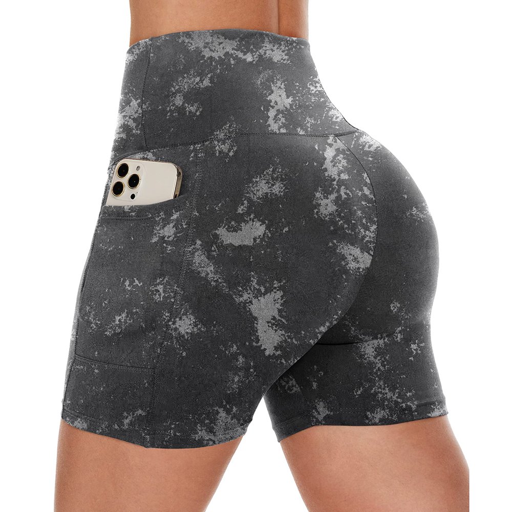 4" High Waisted Workout Spandex Tummy Control Gym Running Yoga Shorts Biker Shorts Women with Pockets