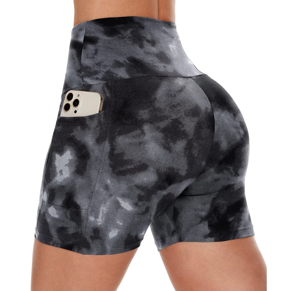 4" High Waisted Workout Spandex Tummy Control Gym Running Yoga Shorts Biker Shorts Women with Pockets