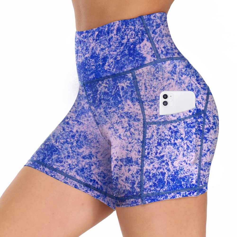 4" High Waisted Workout Spandex Tummy Control Gym Running Yoga Shorts Biker Shorts Women with Pockets