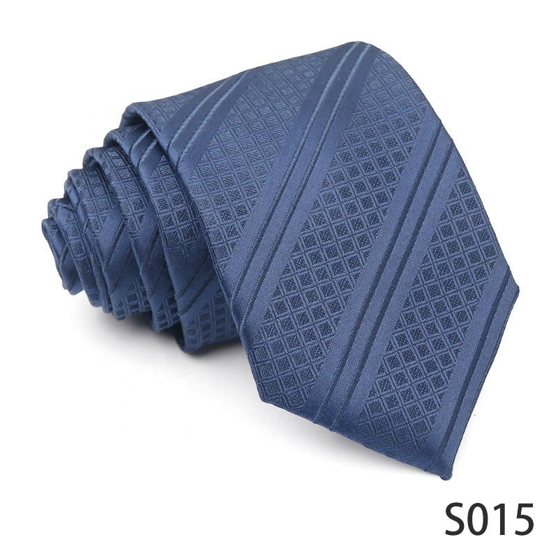 Mens Fashion Neckties High Quality 100% Polyester Ties For Men Navy Blue Series Business Ties 2024
