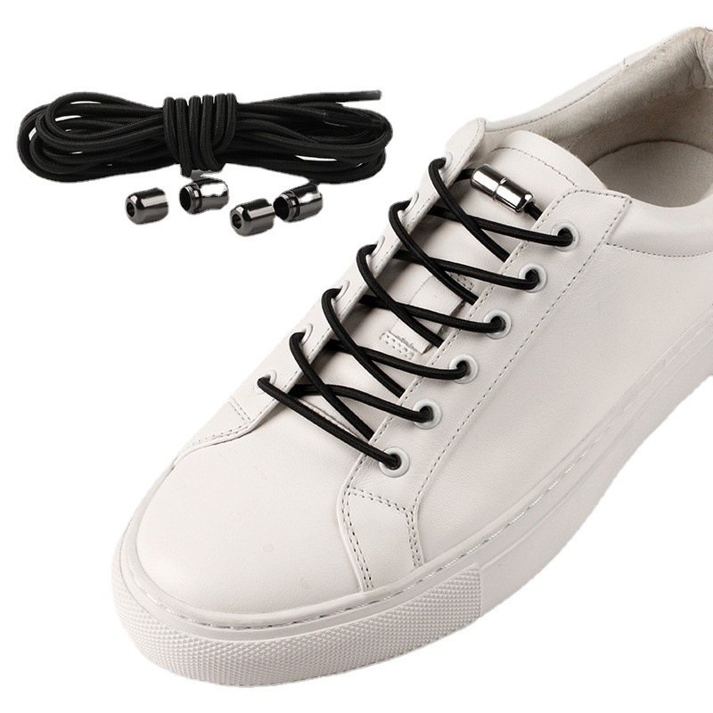 2.5mm No Tie Shoelaces For Kids With Metal Capsule Lock Elastic Laces For Sneaker Sport Shoes 100cm Accept Custom Length