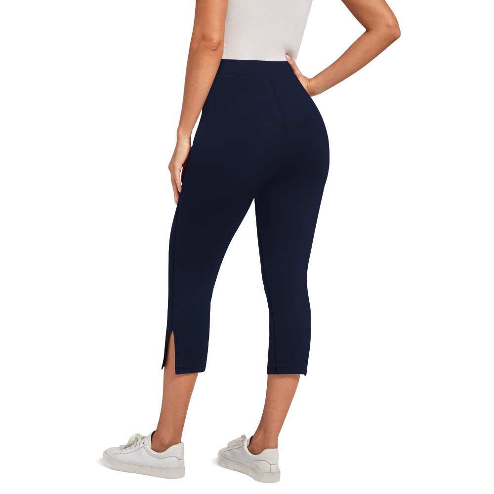 High-Waisted 7/8 Length Women Yoga Leggings Custom Logo Summer Lightweight Stretch Fitness Pants Breathable Capri Sports