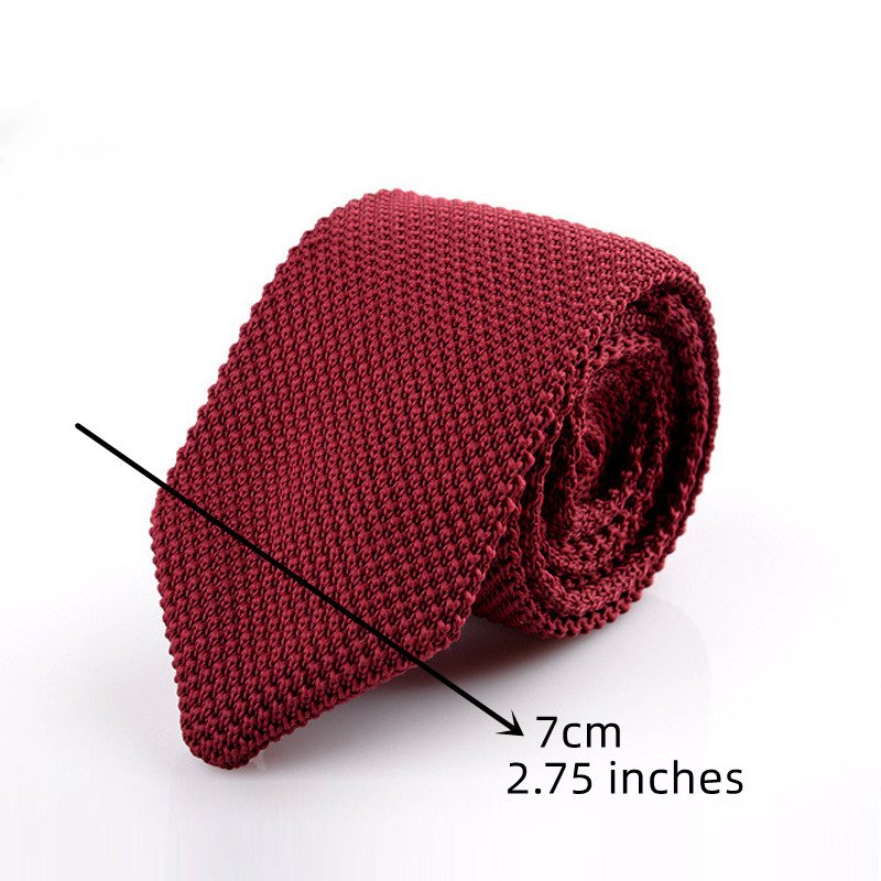 Male Weddings Accessory Fashion Casual Solid Color Necktie Knitted Polyester Fabric Men 7cm Pointed Knit Tie