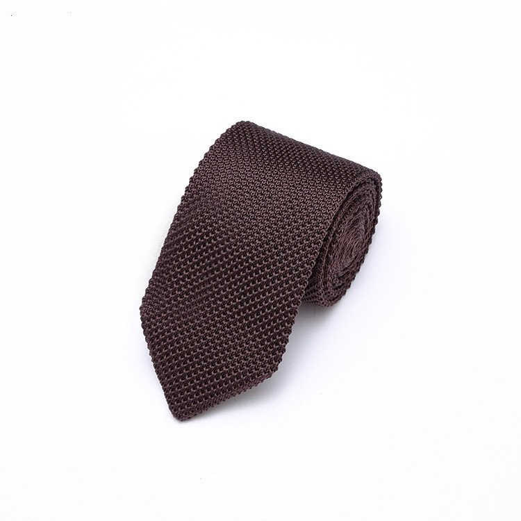 Male Weddings Accessory Fashion Casual Solid Color Necktie Knitted Polyester Fabric Men 7cm Pointed Knit Tie