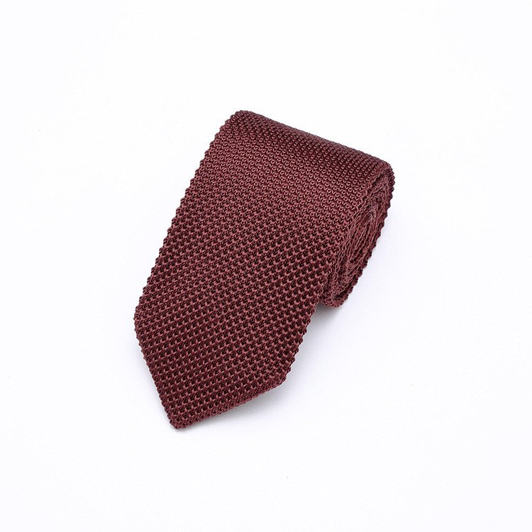 Male Weddings Accessory Fashion Casual Solid Color Necktie Knitted Polyester Fabric Men 7cm Pointed Knit Tie
