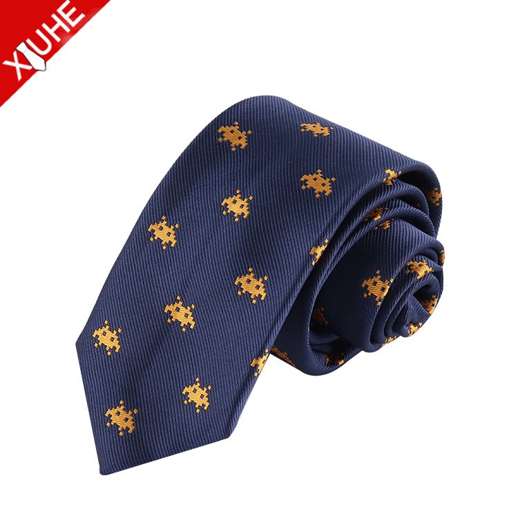 New Design Fashion Anchor Tie Animal Pattern Navy Blue Slim Necktie Skinny Custom Polyester Ties