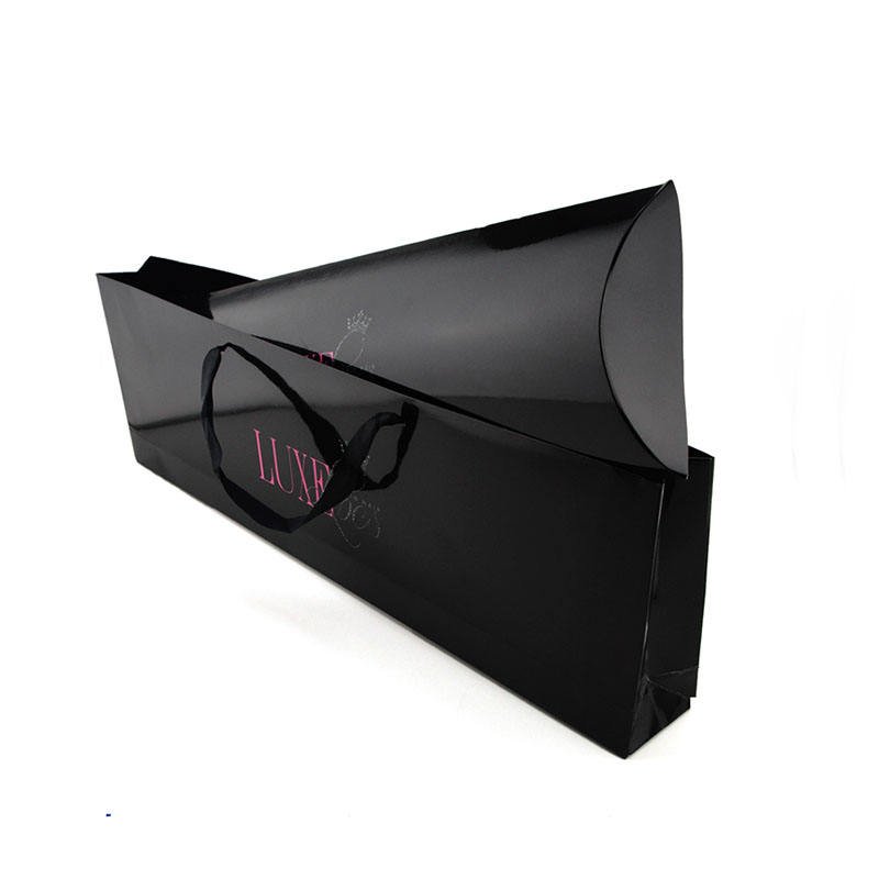 Custom Logo Pillow Boxes 3 bundles hair extension packaging box with handles