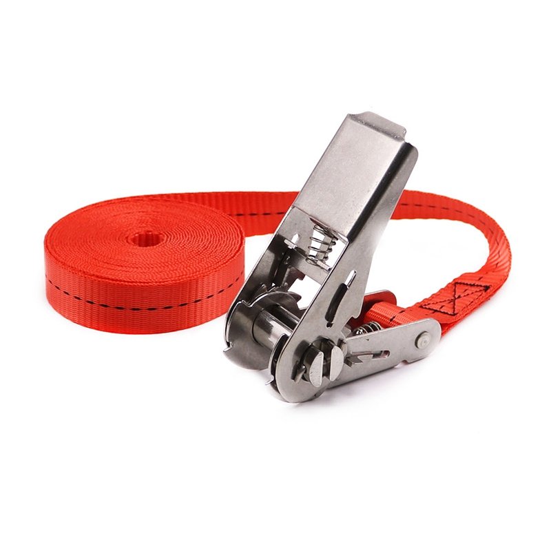 1"25mm 800kgs Heavy Duty 304 Stainless Steel Ratchet Buckle Truck Cargo Lashing Belt Endless Rachet Tie Down Straps