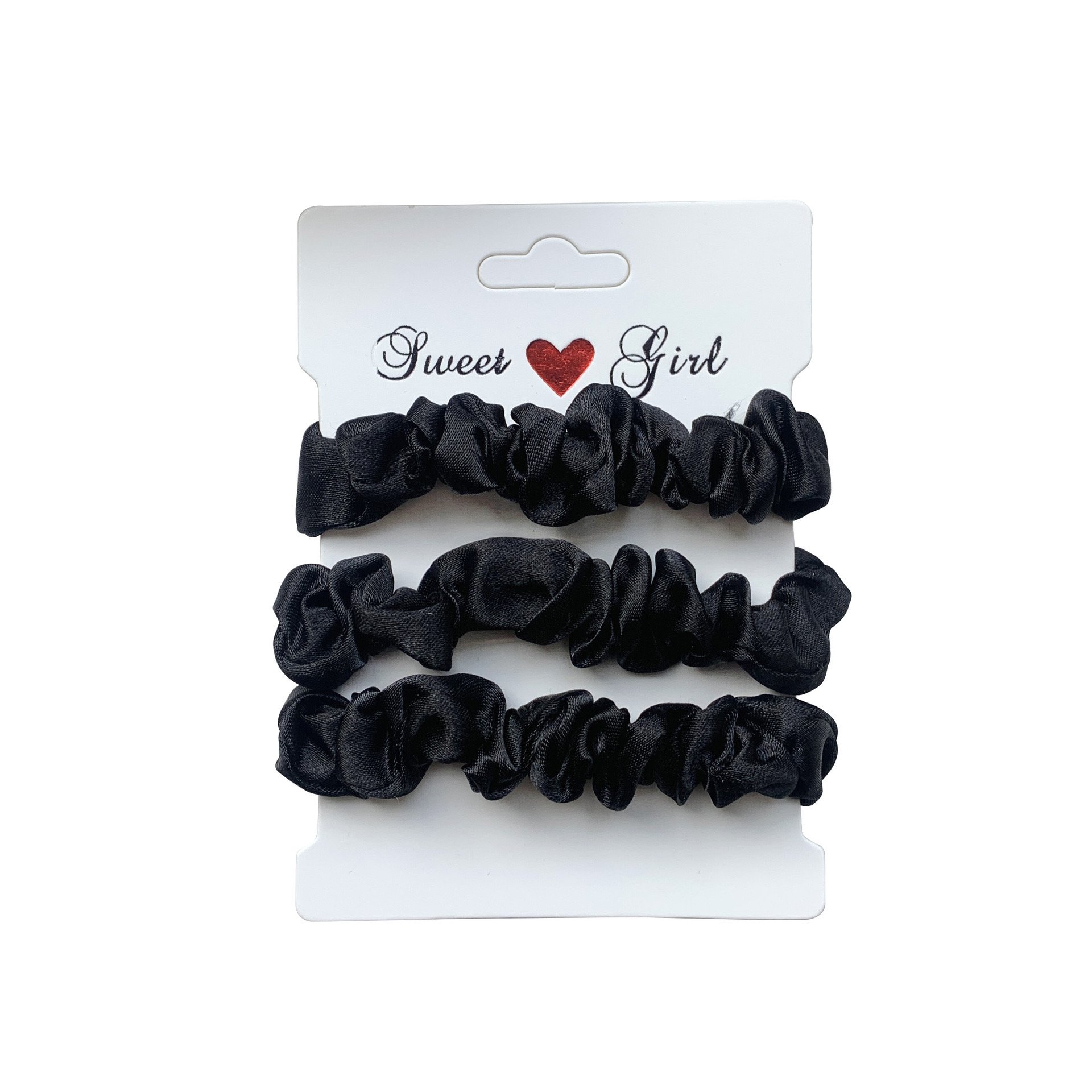 3pcs/set Wholesale Spring Women Fashion Hair Tie Elastic Ponytail Hair Accessories Solid Color Mini Satin Silk Scrunchies Set