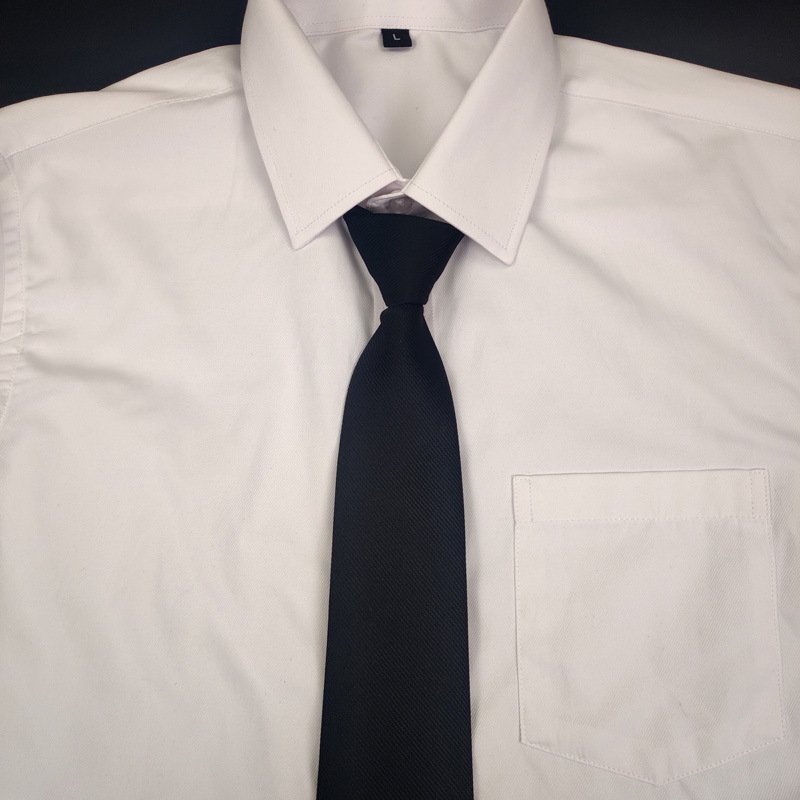 Fashion Accessories Men's Tie 8 cm Lazy Solid Color Zipper Tie Custom Polyester Silk Knot Free Twill