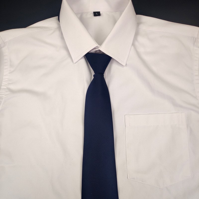 Fashion Accessories Men's Tie 8 cm Lazy Solid Color Zipper Tie Custom Polyester Silk Knot Free Twill